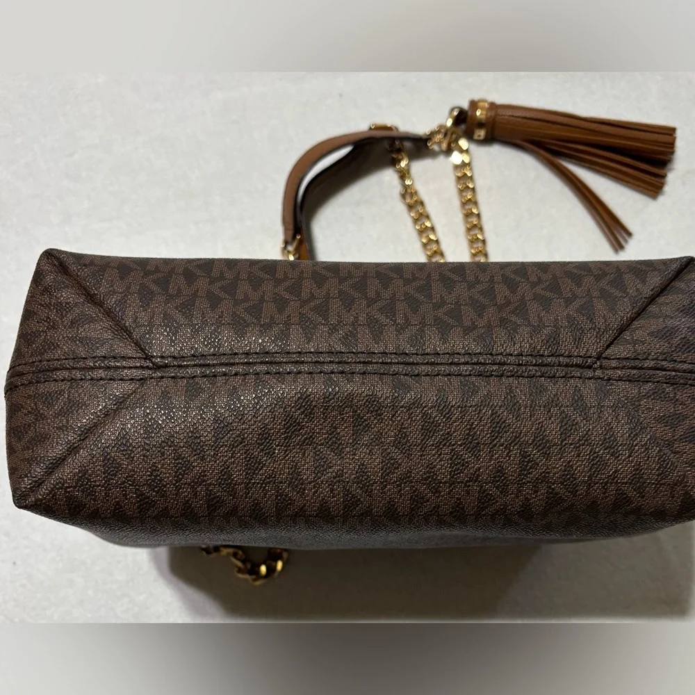 Michael Kors Dark Brown Shoulder Bag with Gold Accents